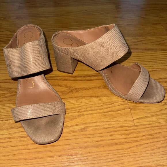 CALVIN KLEIN Cirella Women’s Nude Block Heel Dress Sandal Mule Size 7.5 - Picture 2 of 8
